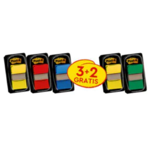 3M POST-IT SEGNAPAGINA INDEX FORMATO POCKET 50 FOGLI 25.4X43.2 mm COLORI ASSORTITI CONF 5 Pz.